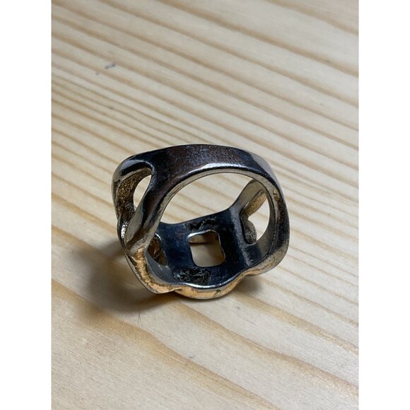 Silver Curb Chain Link Ring Mens - Picture 5 of 5